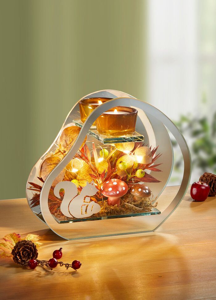 Upplyst v&auml;rmeljush&aring;llare i glas 