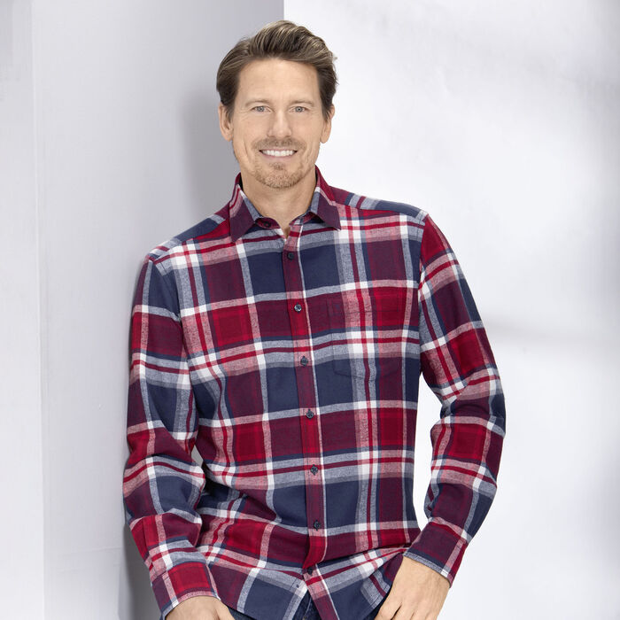 Rutig skjorta från "King's Road" RÖD-MÖRK BLÅ-ECRU