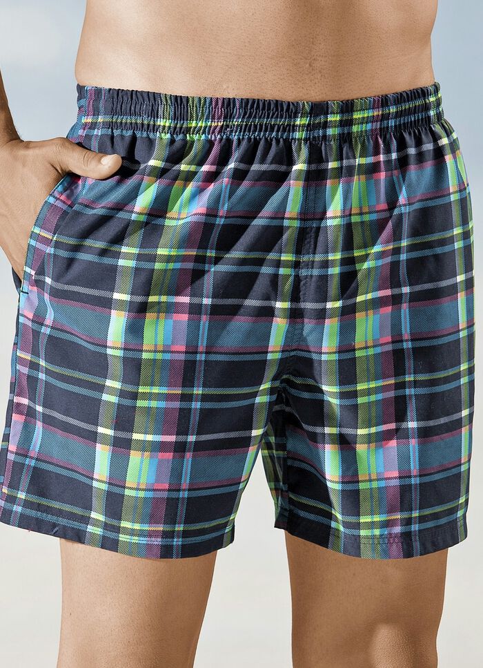 Badshorts, rutiga, mikrofiber 