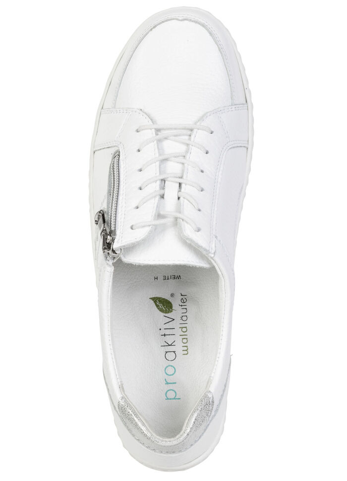 Waldläufer, bekväma damskor med snörning, bredd H, med uttagbar fotbädd WEISS-SILBER