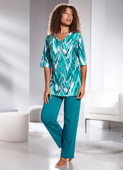 Loungewear-set med V-ringning 