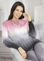 Tröja i jacquardmönster ROSÉ-VIT-GRÅ