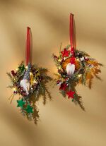 Jultomtekrans med LED-belysning, set om 2 