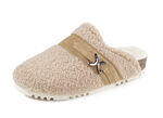 Laurina tofflor i mjuk plysch med velourkant SANDBEIGE