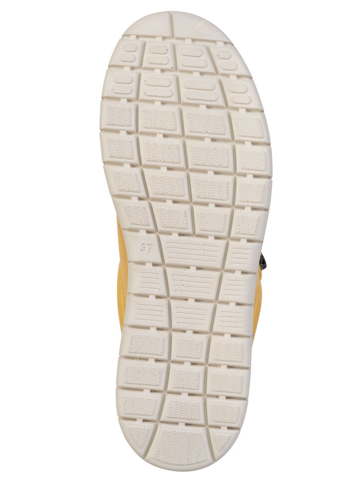 ELENA EDEN, bekv&auml;ma damskor med sn&ouml;rning, vidd G, med uttagbar fotb&auml;dd GELB