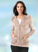 Cardigan med texturerade accenter BEIGE