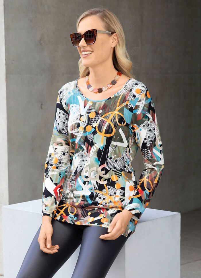 Fascinerande l&aring;ng skjorta med dekorativa strass 