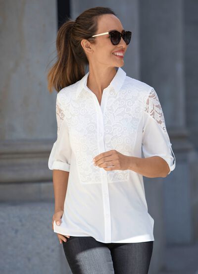 Blus med skjortkrage 