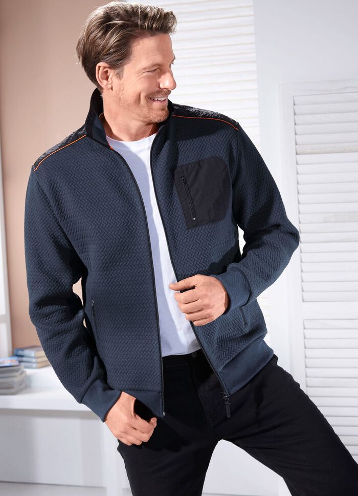 Sweatjacka av strukturerat tyg 