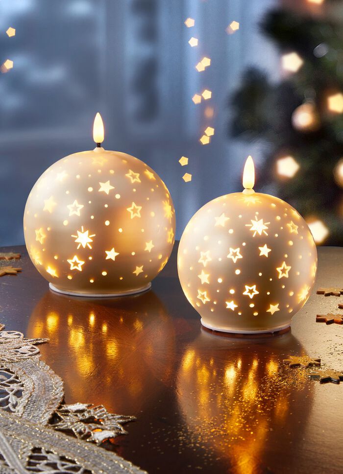 LED-ljus med stj&auml;rnmotiv, set om 2 st GOLD