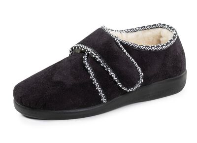 Varma damtofflor, bredd H, med kardborreband 