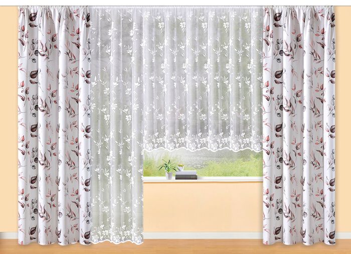 Blomsterf&ouml;nstergardin blomranka med universalskena band 