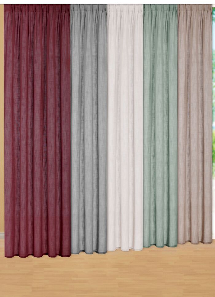 Halvtransparent gardin i linnelook 