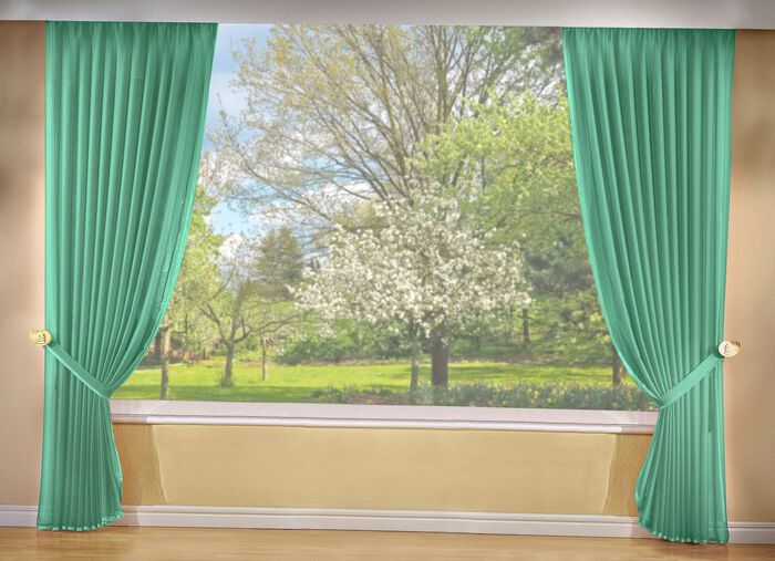 Gardinlängder med kantband i satin och multiband. GRÖN