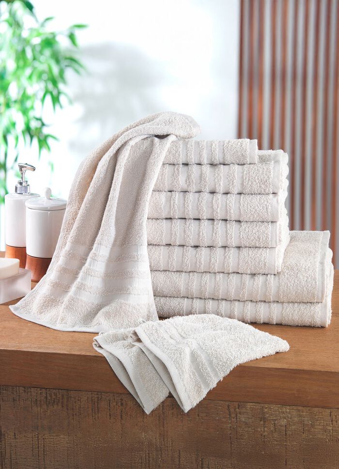 Frott&eacute;set, 10 delar, med kant och sn&ouml;rh&auml;ngare SAND