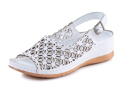 Gemini-sandal i perforerat, pr&auml;glat nappal&auml;der 