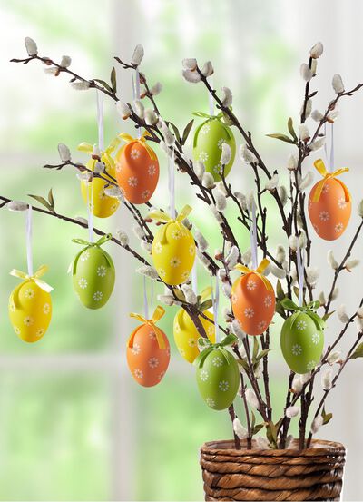 Påskägg med vårmotiv, set om 12 st 