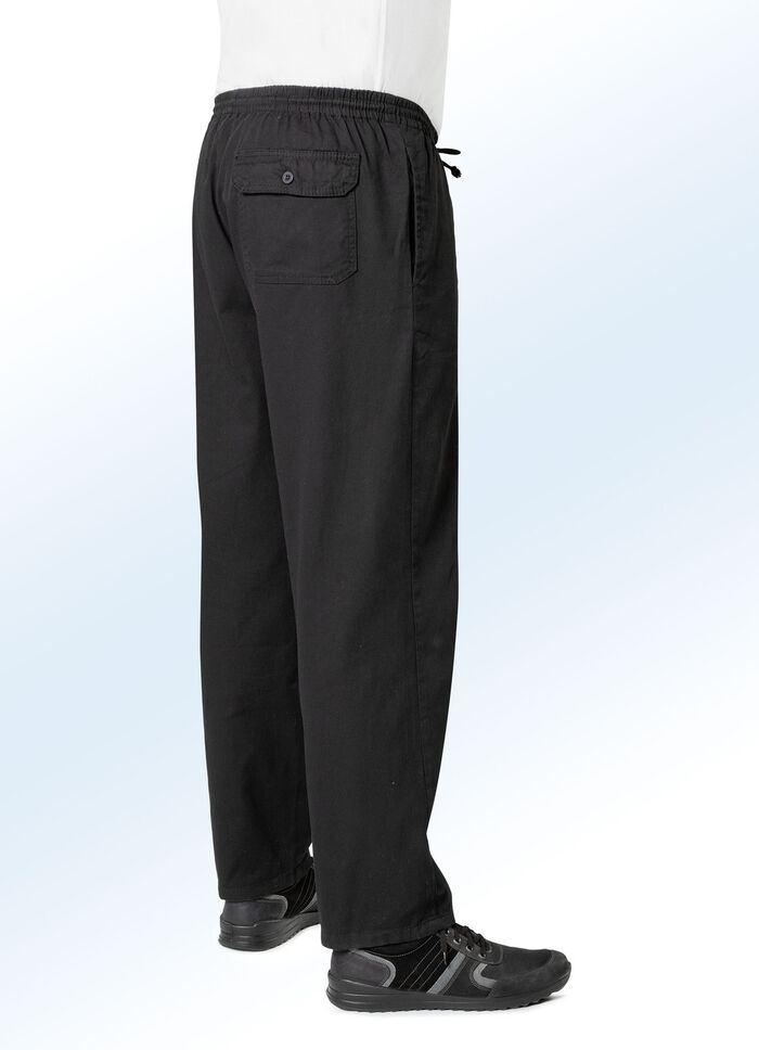 Dra-på-jeans med resårlinning och dragsko i 4 färger SVART