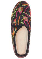 Kardborrtofflor med f&auml;rgglada blombroderier ANTRACIT-F&Auml;RGRIK