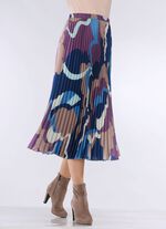 Plisserad kjol i expressiv design DENIM BL&Aring;-MAUVE-BEIGE-ECRU