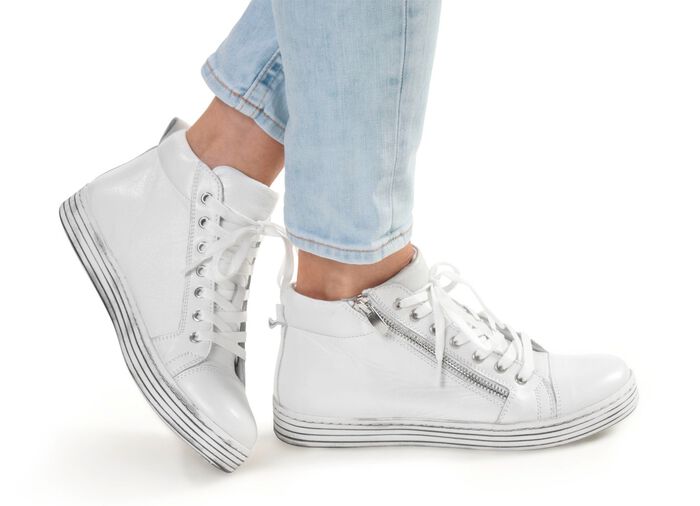 Gemini ankelst&ouml;vel med sn&ouml;rning och praktisk dragkedja p&aring; sidan VIT