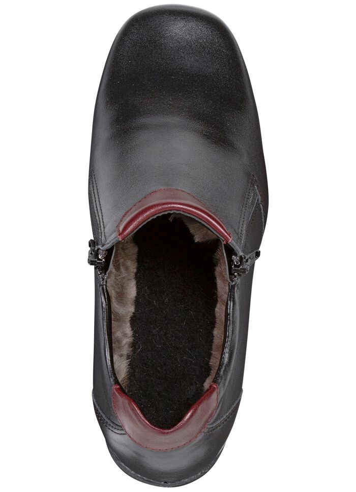 ELENA EDEN, fodrade damst&ouml;vlar, vinterskor, bredd H, med lammskinn SVART-BORDEAUX