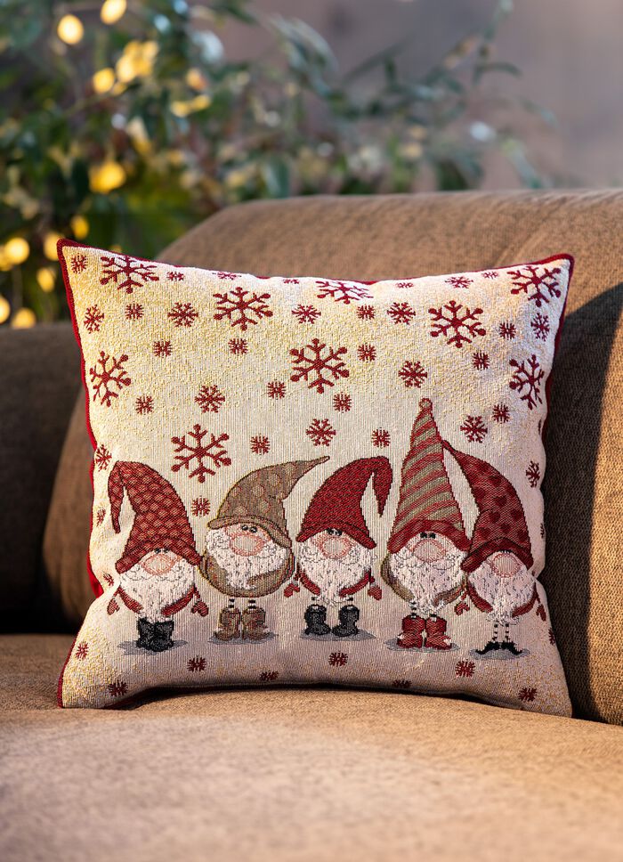 Gobel&auml;ng kuddfodral med tomtemotiv 