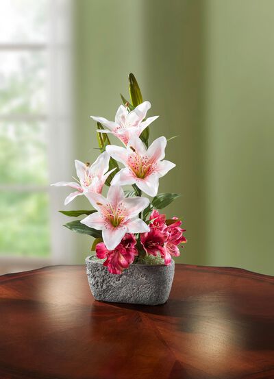 Liljarrangemang i kruka 