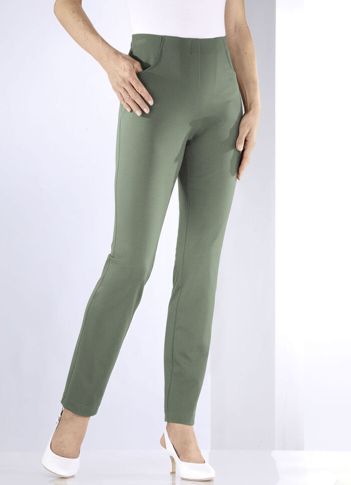 Byxor med skuren midjeband OLIV