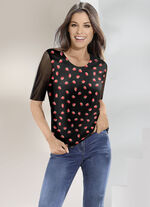 Skjorta med korta &auml;rmar gjord av svart meshjersey 