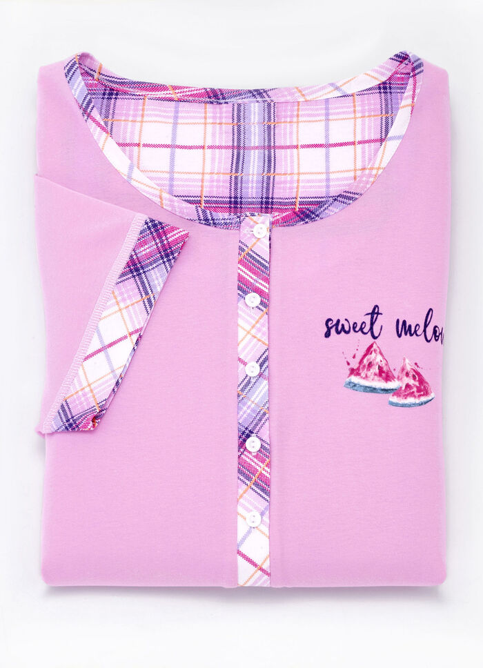 Tv&aring;pack h&aring;llbara nattlinnen i bomull med knappsl&aring; 1X LILA, 1X LJUSROSA