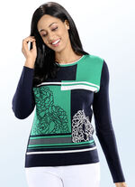 Pullover med blommig jacquarddesign 
