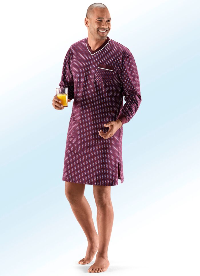 Nattlinne med V-ringning och p&aring;sydd br&ouml;stficka 