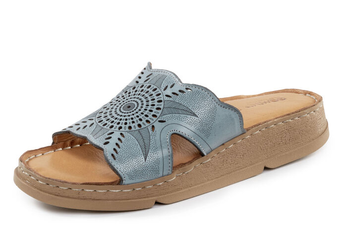 Tvillingmulor gjorda av nappaläder med perforering JEANS