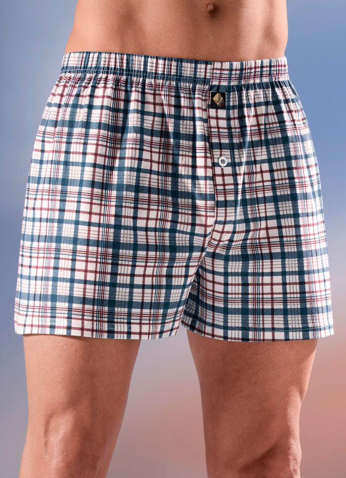 Fyrpack boxershorts, rutiga, med kn&auml;ppbar &ouml;ppning 