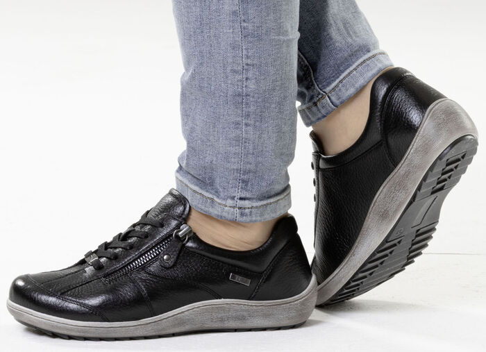 ELENA EDEN, andningsbara damsneakers, bredd H, med uttagbar fotbädd SVART