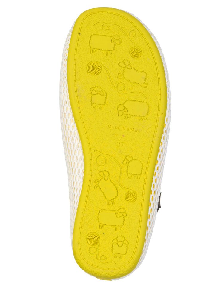 Bekv&auml;ma damtofflor, bredd H, med uttagbar fotb&auml;dd GELB