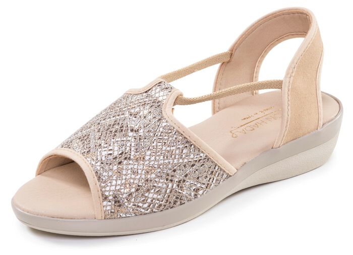 Somriga damsandaler, bredd G, med res&aring;rband BEIGE