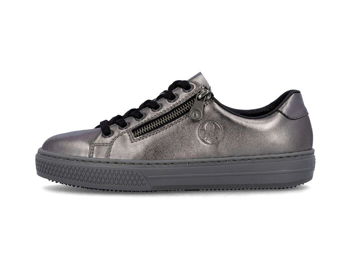 Rieker, trendiga damsneakers med dragkedja GAMMALT SILVER