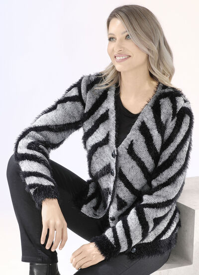 Kofta med hårig effektgarn 