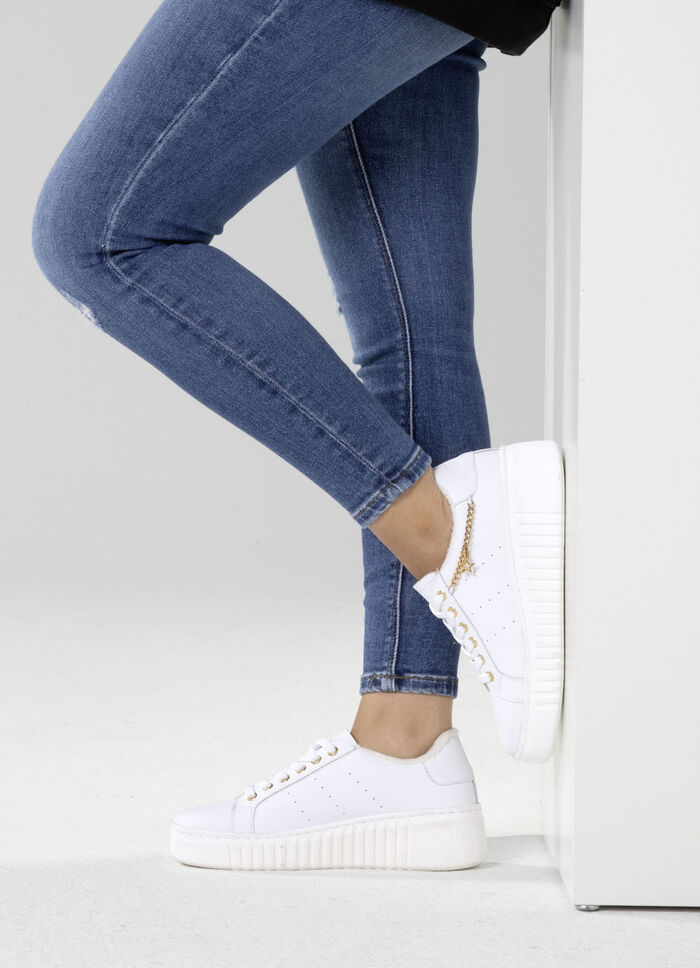 ELENA EDEN, snygga damsneakers, vidd G, uttagbar fotbädd WEISS