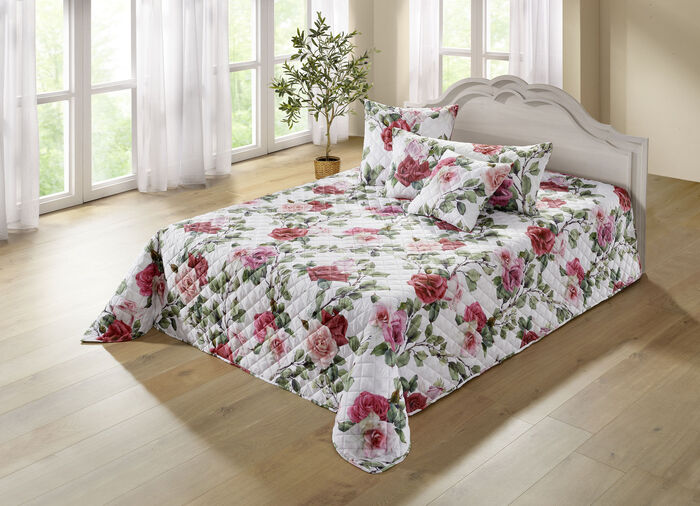 överkast med rosenmotiv FÄRGGLAD