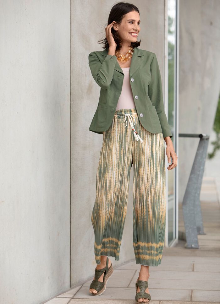 Plisserade culottes med fl&auml;tade knytband 