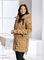 Funktionell kort jacka med fast huva KARAMELL