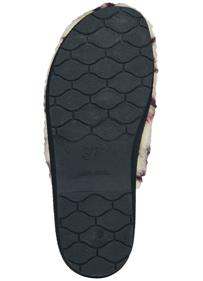 Tofflor i tryckt plyschmaterial 