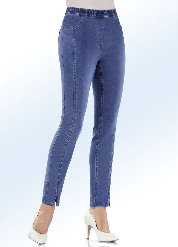 Jeans i dra-på-modell JEANS BLÅ