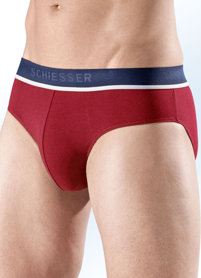 Schiesser trepack trosor av fin jersey 1X MARINBLÅ, 1X RÖD, 1X GRÅMELERAD