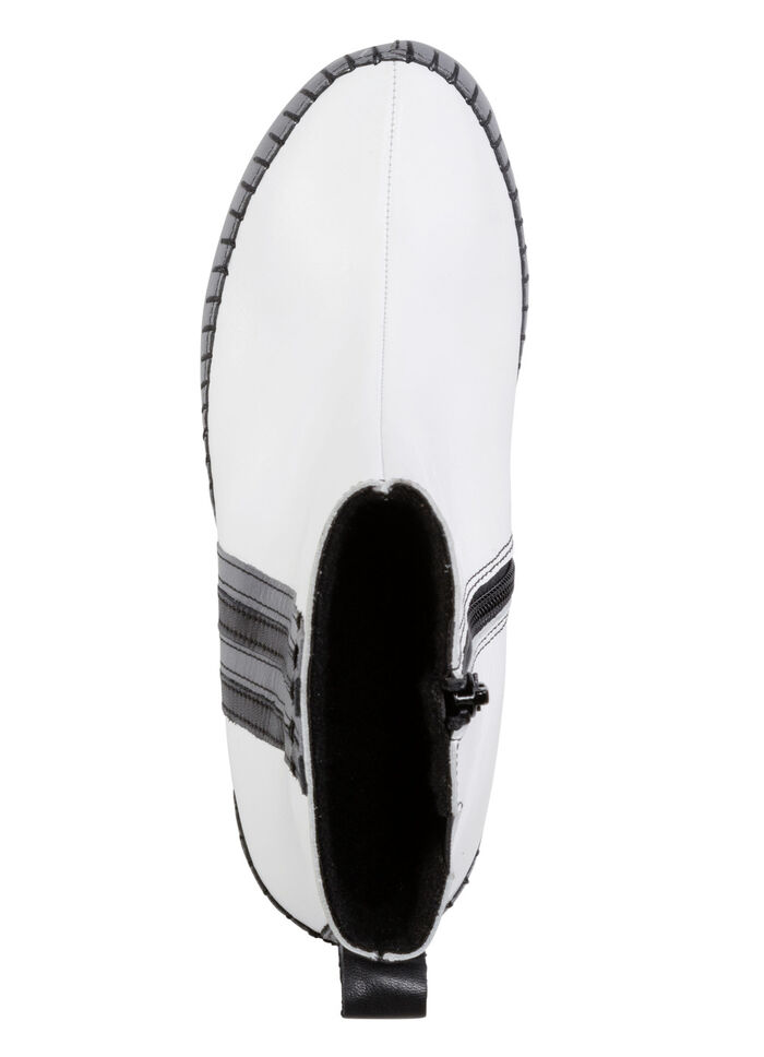 Gemini ankelboots gjorda av nappaläder i kohud med kontrasterande ränder WEISS-GRAU-SCHWARZ
