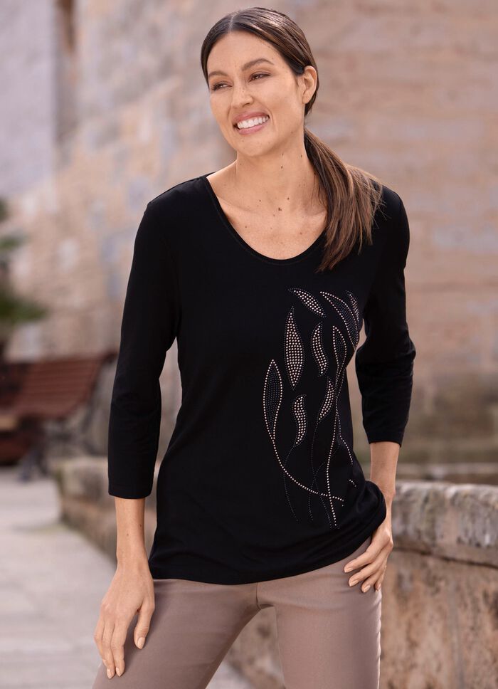 Skjorta med 3/4-&auml;rmar SVART