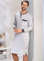 Nattlinne med knappsl&aring; och manschetter 